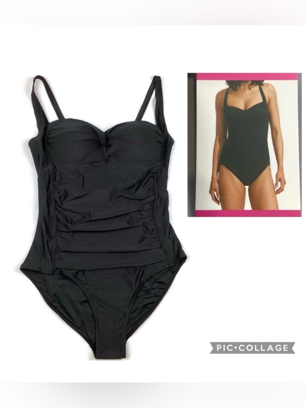 Betsey Johnson Black One Piece Swimsuit Bathing Suit XL NEW! Retail $128